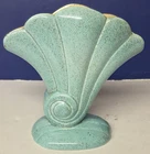 Vintage Red Wing Pottery Art Deco Fan/Shell Vase Turquoise/Speckled #899 8" Tall