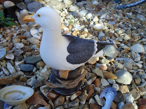 Seagull On Post Model Figurine / Fishing Boat Beach Sea Gull Bird Nautical - Picture 4 of 6