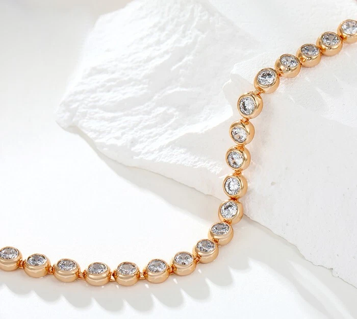 Luxus Armband Tennis Zirkonia Kristalle 750er Gold 18K vergoldet Damen 18,5-20cm - Bild 4 von 4