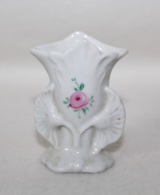 Beautiful Vintage Porcelain "FLORAL VASE TOOTHPICK HOLDER WITH PINK