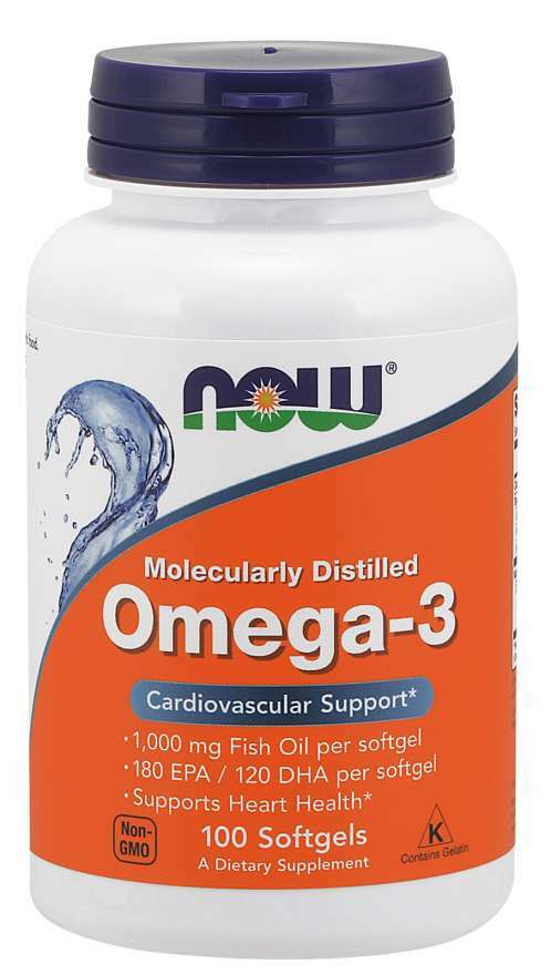 NOW Foods Omega 3 180EPA/120DHA 100 Softgels 1000mg Fish Oil 01/28EXP