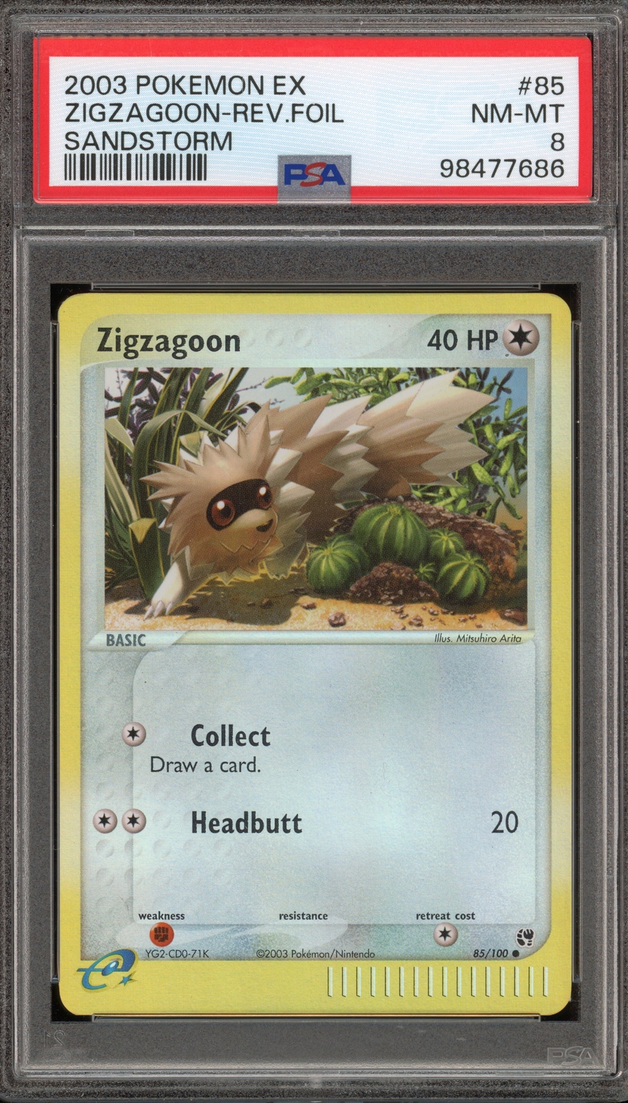Pokemon Zigzagoon EX Sandstorm Reverse Holo #85 PSA 8