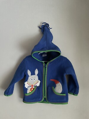 Hanna Andersson Baby Blue Embroidered Alpine Fleece Jacket Elf