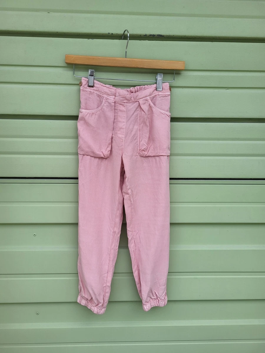 ZARA Kids Girl CARGO jeggings PINK ELASTIC WAIST PANTS 9 years 134 CM  #D166B