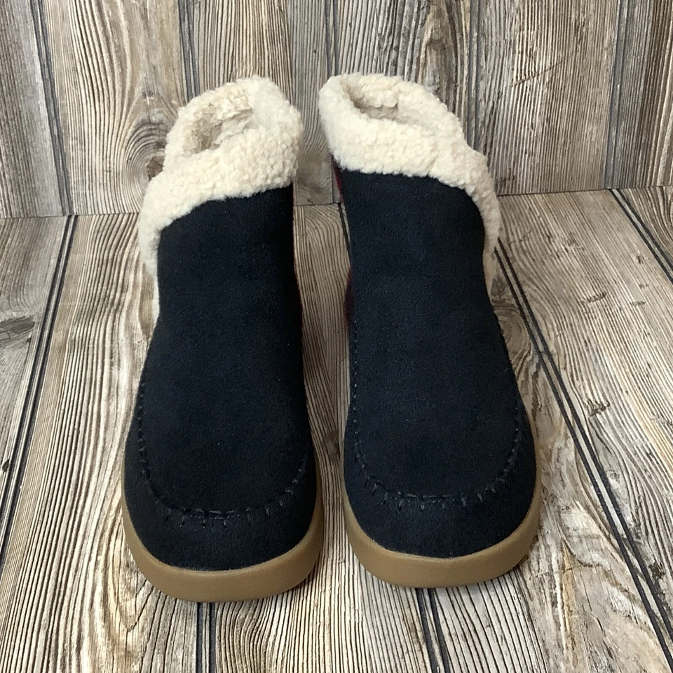 Sanuk Mujer Negro Rojo Lana Búfalo Cuadros Tobillo Vellón Forrado #11211553 Talla 9 Foto 4 de 4