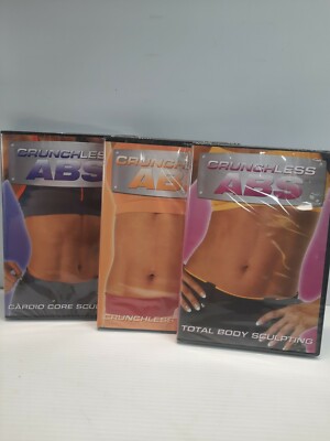3 New Sealed Crunchless Abs DVD's,Cardio Core,Total Body Sculpting