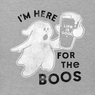 NWT Men's Life Is Good I'm Here For The Boos Ghost Halloween Gray SS Crusher Tee