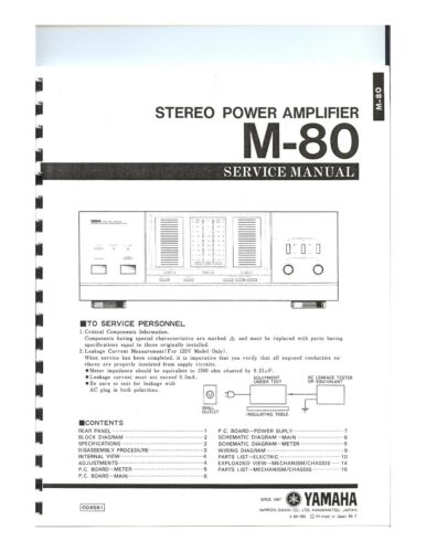 Service Manual-Anleitung für Yamaha M-80  - Bild 1 von 1