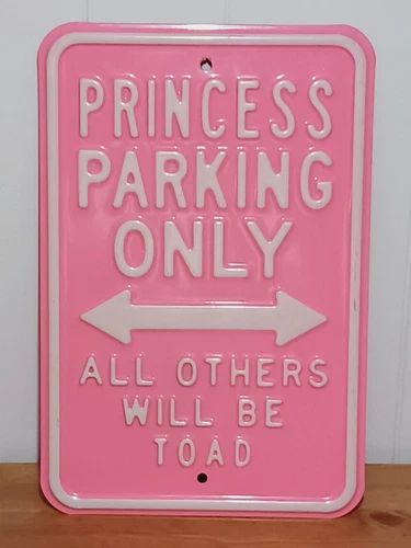 Pink Metal Street Sign Princess Parking Only Embossed Steel Cute Dorm Decor Gift