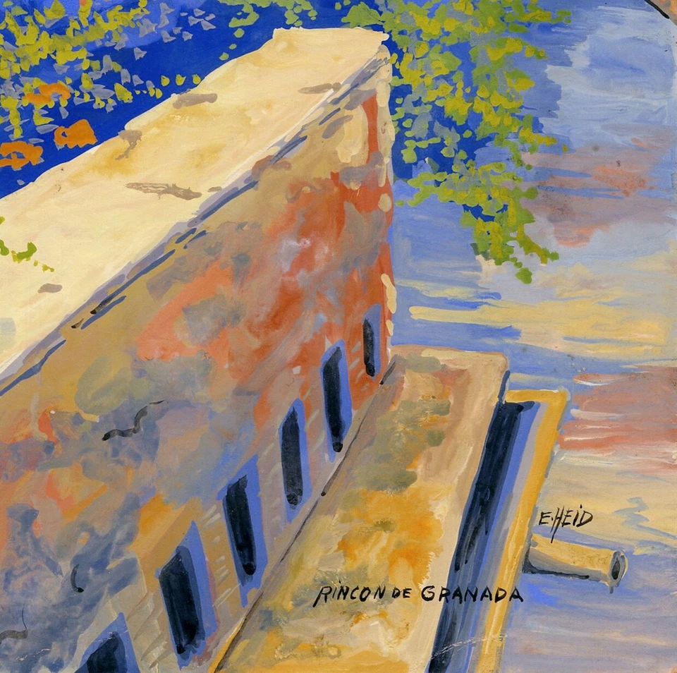 E. HEID, 'RINCON DE GRANADA', gouache firmado, c. 1920s Foto 2 de 2