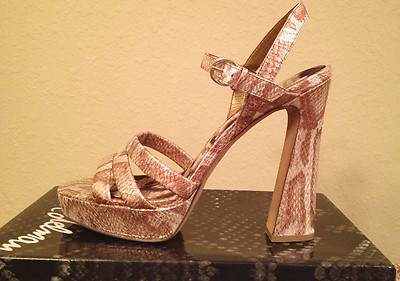 New $130 Sam Edelman TARYN ICE SHIMMER Metallic Snake 5'' Heels Sandals 7.5 M