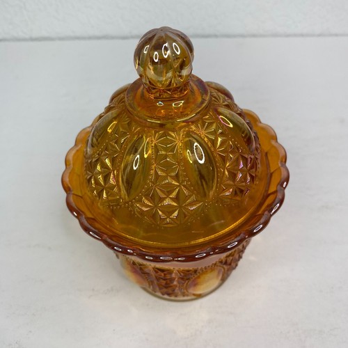 Imperial Carnival Glass Domed Candy Dish Marigold Beaded Jewel Vintage MCM - Picture 6 of 15