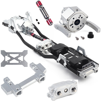 Metal Transfer Case For 1/10 RC Crawler Cars - 313mm Wheelbase, Silver Aluminum