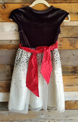 red dress black sash Holiday Editions Girls Youth Dress Size 14/16 Black Velvet Red Sash Belt  Satin
