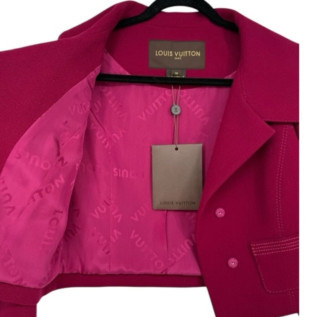 LOUIS VUITTON（LV） Blazer Louis Vuitton lana cropped visone mustela bottoni rosa nuovo con etichette taglia EU38 (US 6)