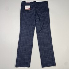 Perry Ellis Pants Men  s 34x32 Navy Plaid Performance Stretch MEASURES 36x32 NEW