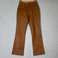 Vintage Maxima Wilsons Leather Brown Straight Mid Rise Pants Size 6