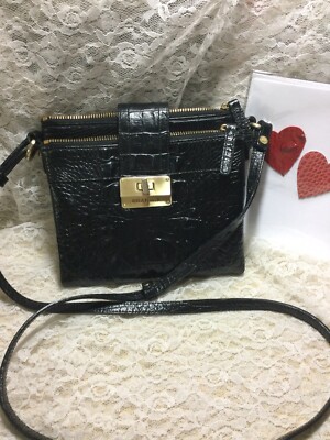 **FIRM**  Mojito Melbourne black Embossed Croc Leather Shoulder/Crossbody