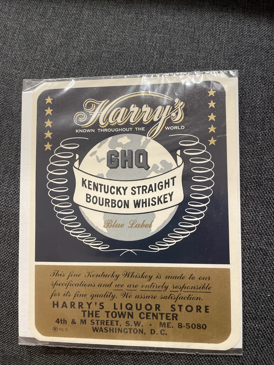 1930s Washington DC Harry s Liquor Store Kentucky Straight Bourbon Whiskey label