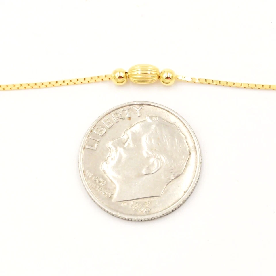 Brazalete de eslabones de cadena cilíndrico y caja de bolas Aurafin italiano de oro amarillo de 14k 9" Foto 4 de 4