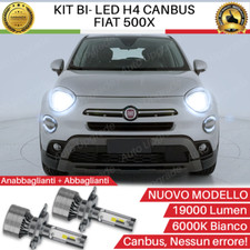 KIT LED H4 6000K CANBUS XENON 19000 LUMEN REALI PER FIAT 500X TREKKING NO ERRORE