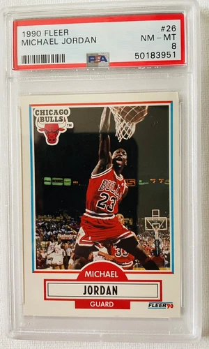 1990 Fleer Michael Jordan Chicago Bulls #26 Basketball Card PSA 8 NM-MT