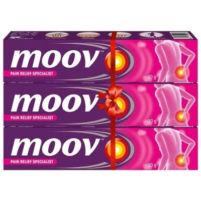 Moov Crema Antidolorifica Rapida con Olio di Nilgiri 30g Unguento Ayurvedico (Confezione da 3)
