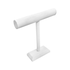 Jewelry Display Holder White Faux Leather High Necklace T-Bar Stand 12'' x 12''