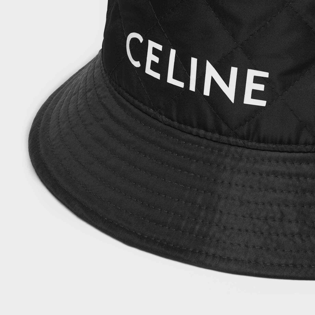 Celine Paris Black Quilted White Logo Nylon Twill Orange Sun