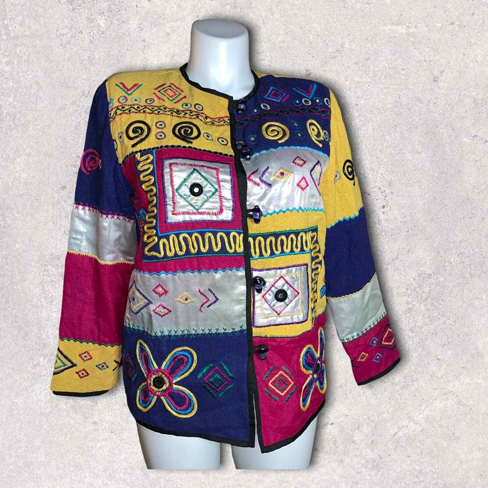 Allure Boutique Patchwork Blazer Jacket, Size S - image 1