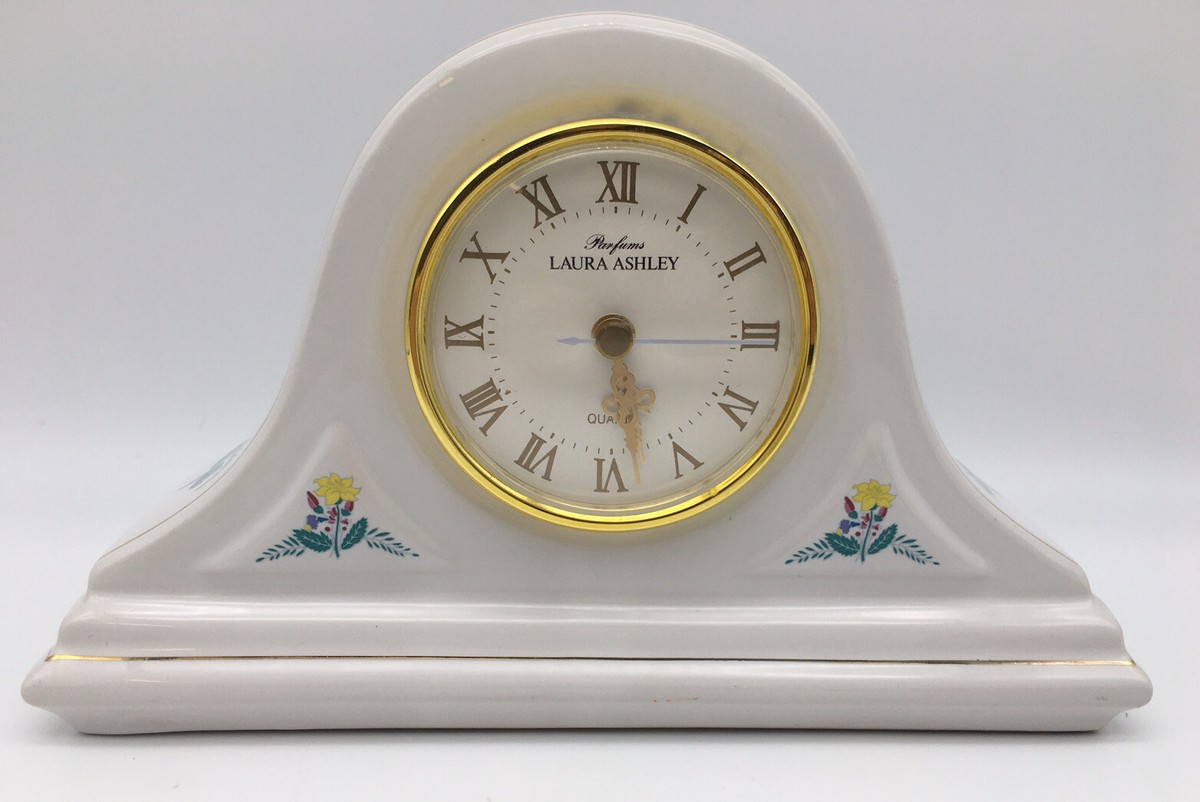 Laura Ashley Parfums Porcelain Floral Shelf Mantle Clock | eBay