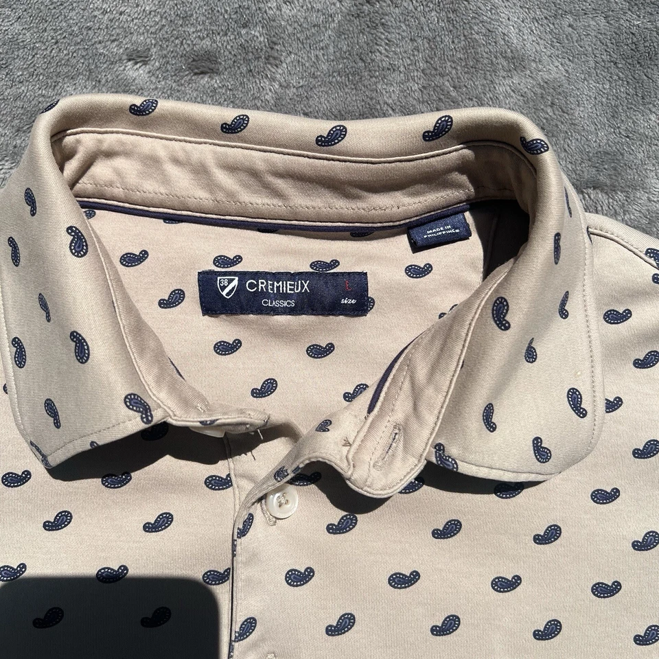 Camisa Polo Cremieux Classics Para Hombre Talla L Caqui Geo Estampado Foto 3 de 4