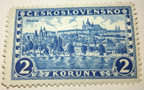 Ceskoslovensko 2 Koruny  Hradcany At Prague Stamp  1926 - Rare - Never Used - Zdjęcie 1 z 3