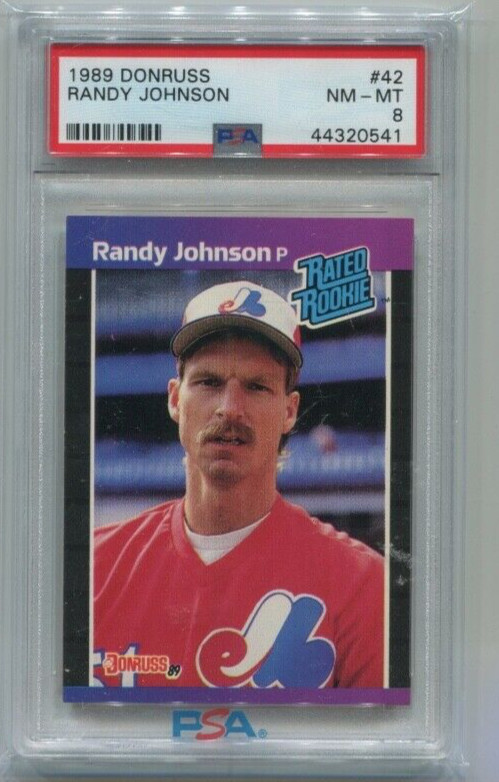 1989 Donruss - RANDY JOHNSON- Rated Rookie Card #42 - MONTREAL EXPOS PSA 8