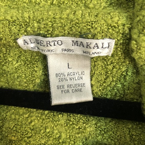 Alberto Makali Ribbed Chartreuse Lime Green Sweater Women’s Large Shawl Collar - 第 8/9 張圖片
