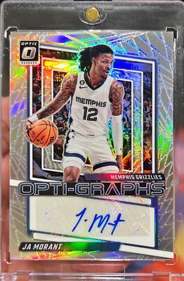 2023-24 Panini Optic Ja Morant Opti-Graphs Silver Prizm Holo Auto   Pack Fresh