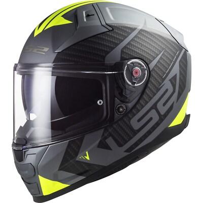 Motorcycle Helmet 3XL - LS2 Vector II 2 Splitter FF811 - Titanium Fluo Yellow Matte