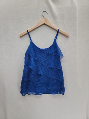 NWT NY&C Tiered Blue Spaghetti Strap houndstooth Tank Top Size-XS