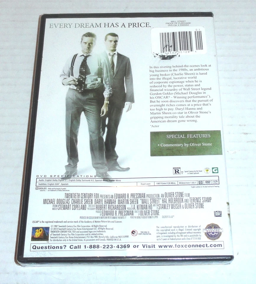 Wall Street Widescreen Insider Edition DVD Michael Douglas, Charlie Sheen NEW - Image 2 of 2
