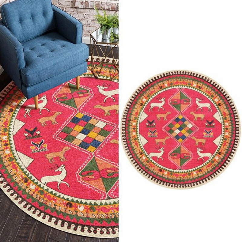 Ethnisch Fläche Teppich Rund Blumenmuster Monaco Boden Matte Weicher Antislip - Bild 2 von 4