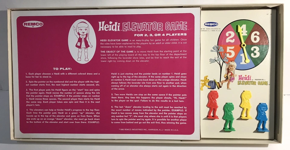 1965 Heidi Elevator Game Remco Industries Board Game Heidi Pocketbook Doll MINT - Image 3 of 4