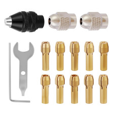 15pc Drill Chuck Collet Set for Dremel 4486 Keyless 4485 Brass Collet Metal Nut