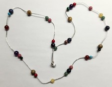 Signed Relic Sterling Polished Gem Bead Necklace