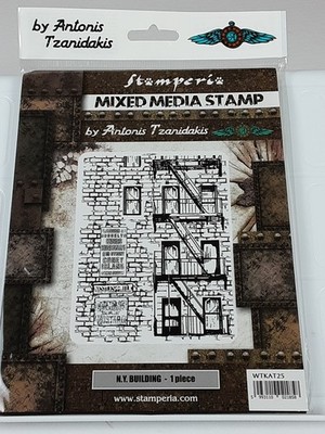 NEW Stamperia Mixed Media N.Y. Building Stamp Set 1 Lg Stamp 7.5x5.5 