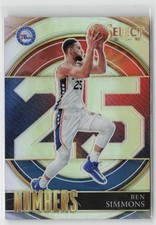 2021-22 Panini Select #28 Ben Simmons Select Numbers Silver Prizms