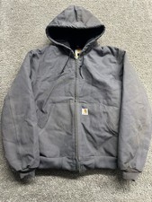 Carhartt J140 GVL Mens Large Gray Duck Active Jacket Hooded Workwear Made In USA