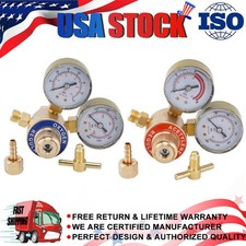 Oxygen and Acetylene Regulators Welding Gas Gauges Pair CGA540 and CGA200 US
