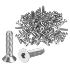 100pcs Flat Head Machine Screws Hex M2.5x0.45 Stainless Steel 10mm Length