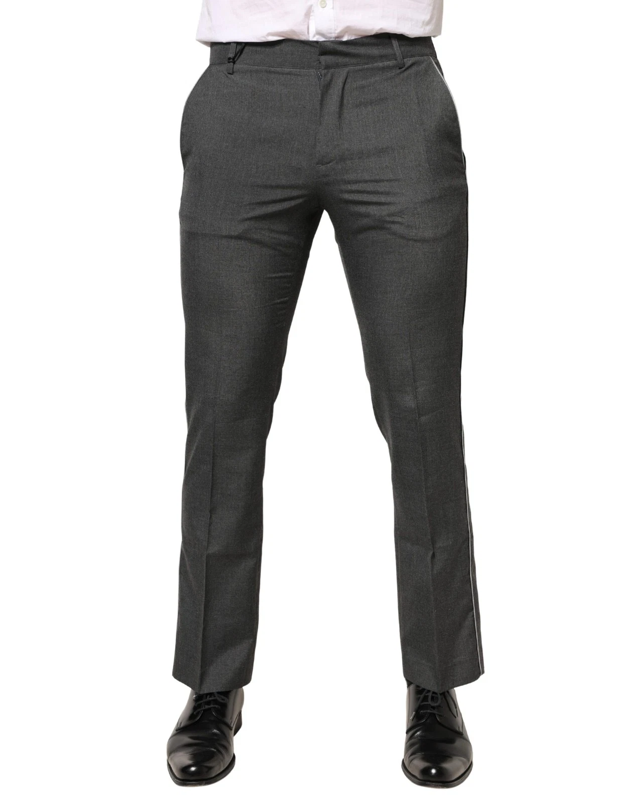 Daniele Alessandrini Gray Polyester Formal Dress Trouser Men's Pants
