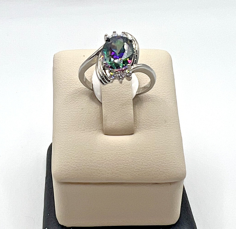 Sterling Silver Mystic Topaz & Cubic Zirconia Ring
